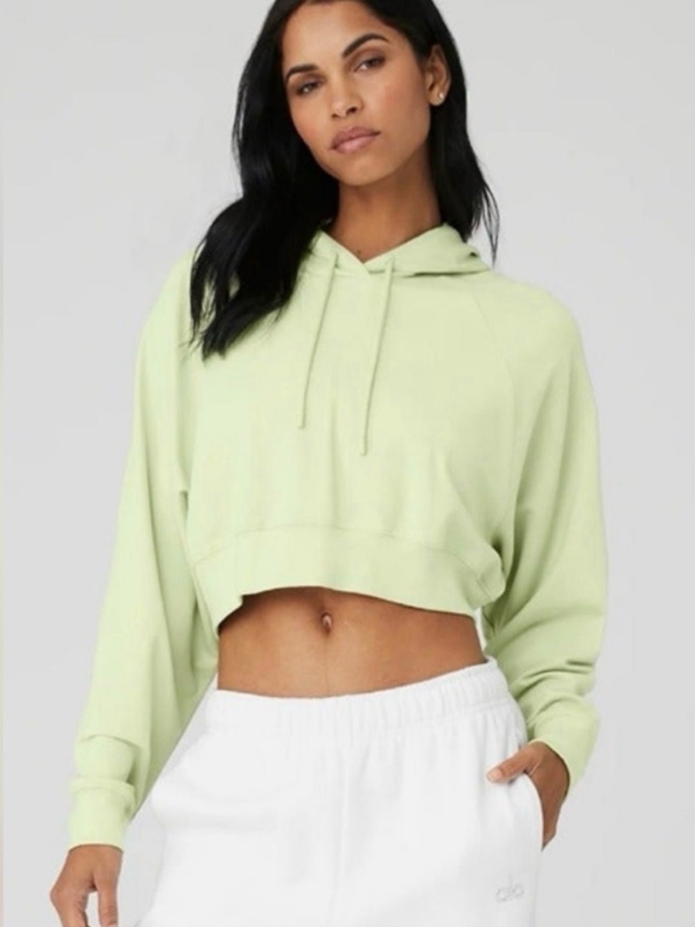 ALO Yoga Cropped Hoodie in Pale Green